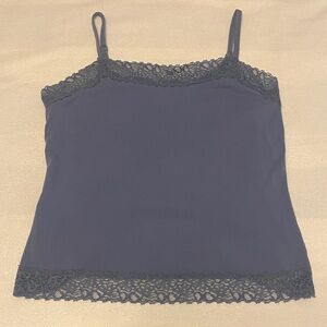 Y2K Lace Trim Cami Top in Blue